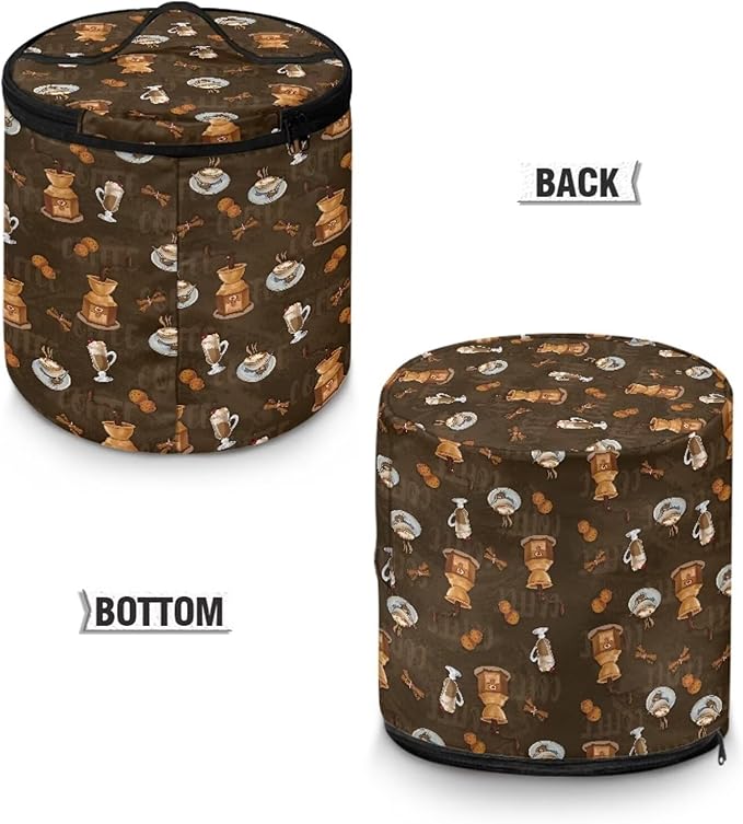 Coffee Print Electric Pressure Cooker Storage Bag Insulated Cloth Cover Electric Pressure Cooker Bag Insulation Bag with Front Pocket