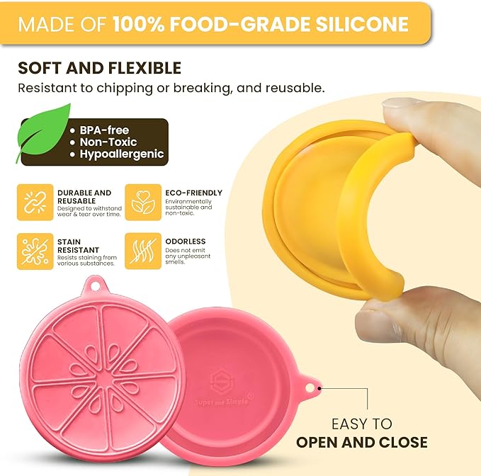 Food-Grade Silicone Oui Yogurt Jar Lids, La Fermière Yogurt Jar Lids |Covers That Fit Yoplait Oui, Nounos, & Weck Small Jars | Cute Airtight Leakproof Tops – 12 pcs Set Silicone, Bright Citrus Colors