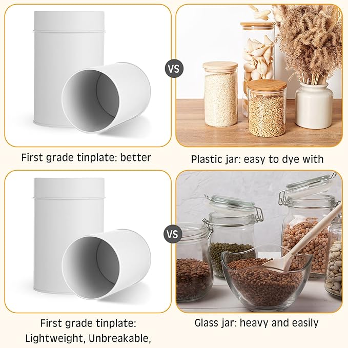 Zopeal 10 Pack Tea Tin Canister with Airtight Double Lids 16 oz Metal Round Tin Can Box with Lid Double Sealed Small Kitchen Container for Loose Tea Storage Coffee Sugar Candy Herbs and Spices
