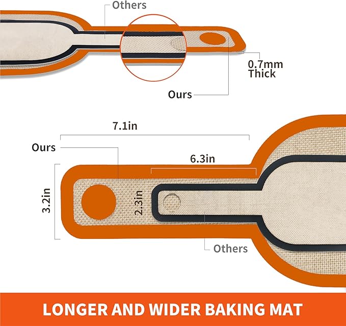 PLAPITATE Silicone Bread Sling Dutch Oven Liner, Non-Stick & Easy Clean Reusable Oval Silicone Bread Sling Baking Mat, Easy to Transfer Sourdough Bread - 2 Orange Set