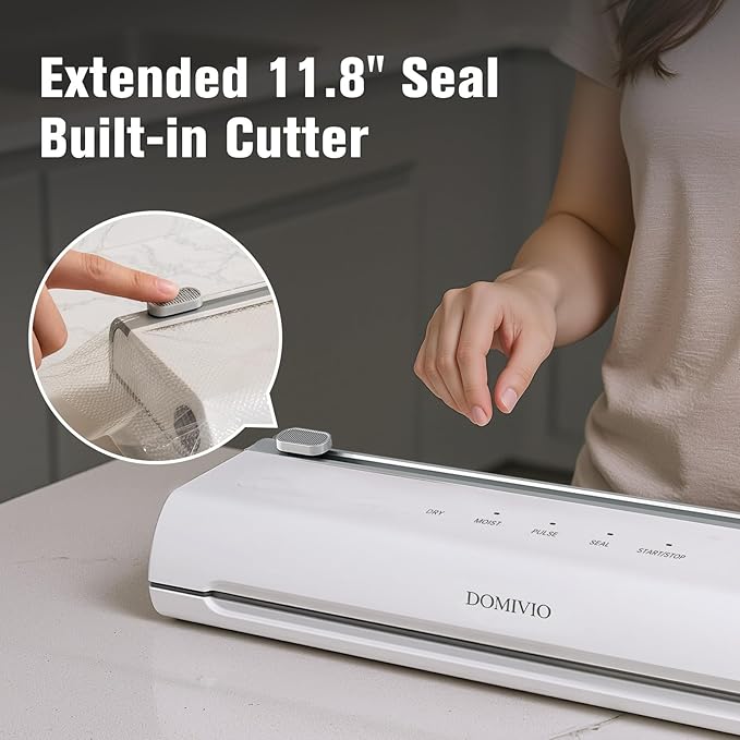 75Kpa Vacuum Sealer Machine for Food, 5-in-1 Food Saver with Built-In Cutter & 20 BPA-Free Bags – Dry & Moist Modes, Compact Easy-to-Use Vacuum Sealer for Meal Prep (VS2093)