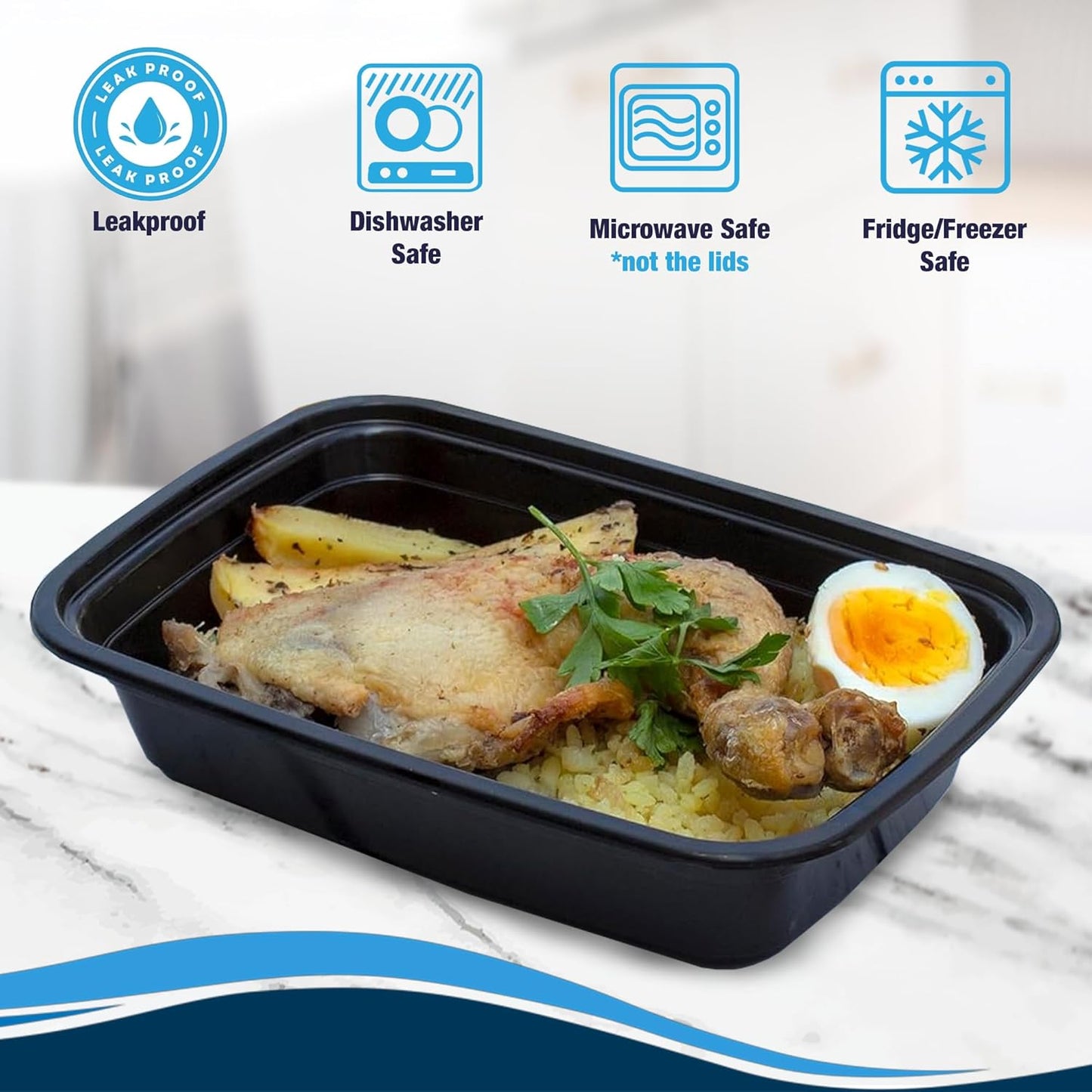 Ruthy's Outlet Meal Prep Containers W/Lids -Square Food Storage – BPA-Free| Stackable | Microwave | Freezer & Dishwasher Safe | Reusable Lunch Bento Box Portion Control & Planning (50 Pack, 24 oz)