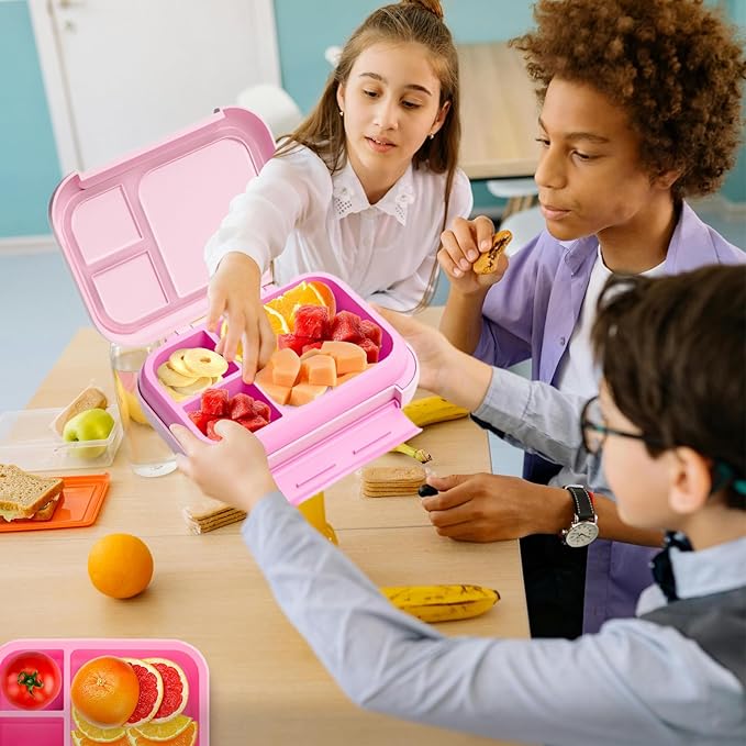 Prints Leak-Proof XL Lunch Box - Reusable 3-Compartment Containers Bento Box for meal Prepping;5-Cup Capacity for Adults & Ages 8+, BPA-Free, Dishwasher Safe (Pink - Rainbow Unicorns)