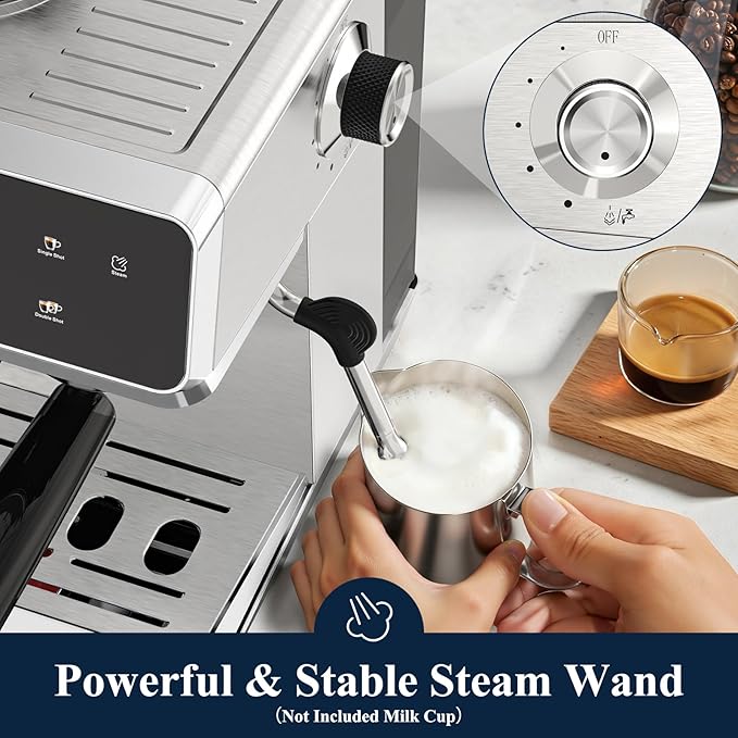 CM1620 Espresso Machine with Built-in Burr Grinder, 20 Bar Bean-to-Cup Espresso Maker with 44 Grind Settings & Steam Wand, Touchscreen Coffee Machine for Latte, Cappuccino & Iced Coffee