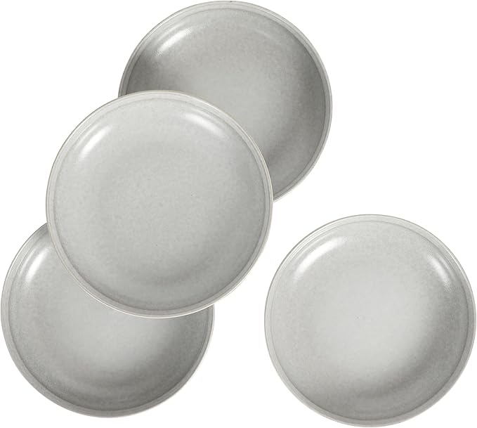 Gibson Elite Beckett 4-Piece Ash White Dinner Bowl Set – Reactive Glaze Stoneware – Shallow Pasta Bowls – Round Wide-Rim Design – Microwave & Dishwasher Safe
