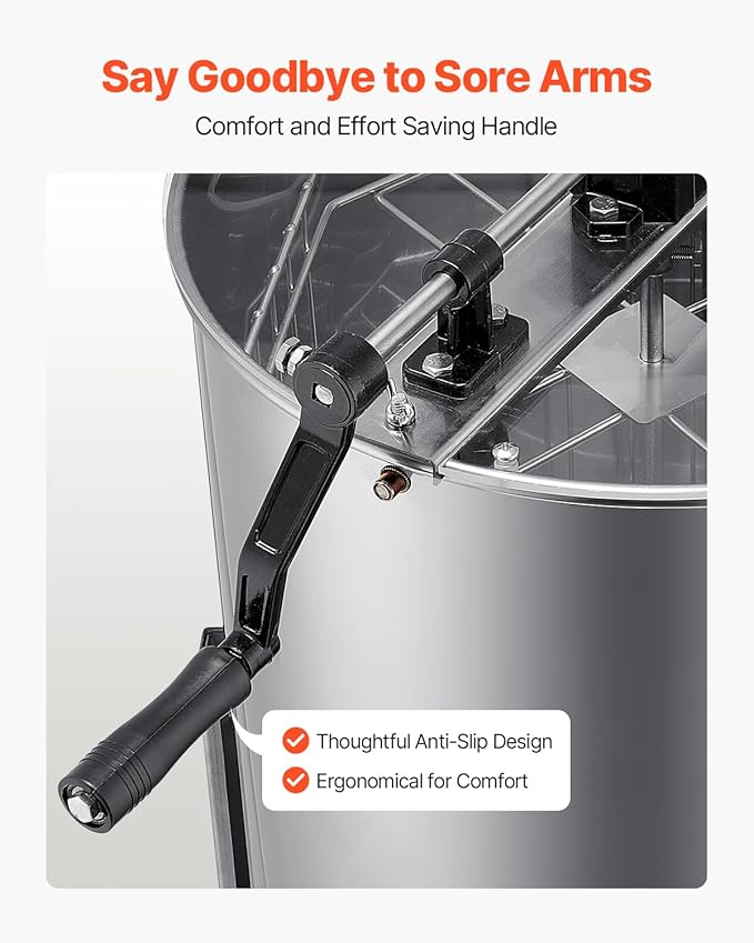 VEVOR Honey Extractor, 4/8 Frame Manual Honey Extractor with Transparent Lid, Stainless Steel Honeycomb Drum Spinner with Height Adjustable Stand, Honeycomb Extraction Equipment for Beekeeping