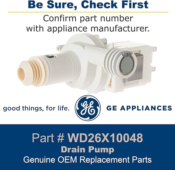 GE WD26X10048 Genuine OEM Drain Pump Assembly for GE Dishwashers
