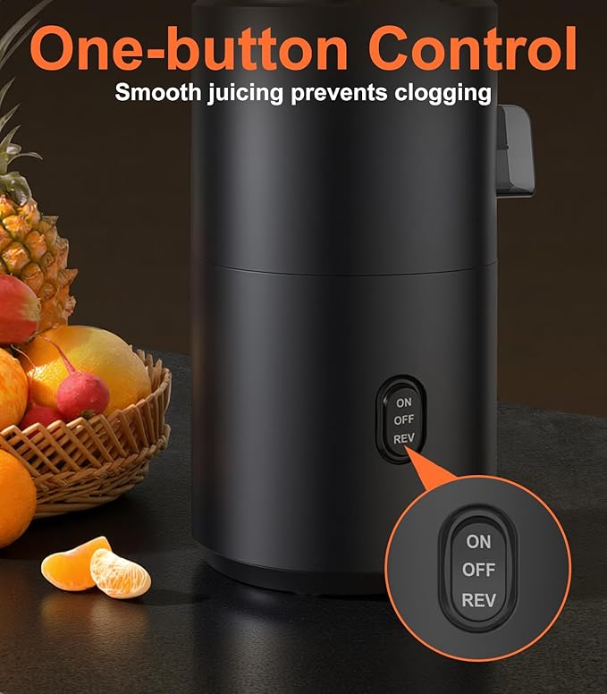 Juicer Machines, 5.3" Large Feed Chute Cold Press Juicer with Double Press Technology, 400W Motor, High Juice Yield, Easy to Clean, Masticating Juicer for Whole Vegetables & Fruits, Dark Black
