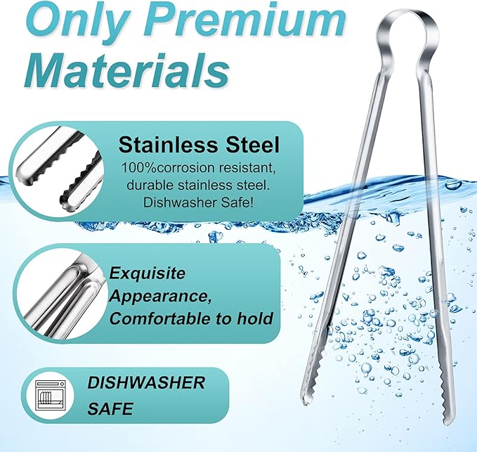 Chengu 3 Pieces 8.7 Inch,10inch,11.7inch Kitchen Tongs Set Stainless Steel Tongs Buffet Tongs Metal Utility Cooking Tong for Cooking Serving Barbecue Thanksgiving Halloween Christmas