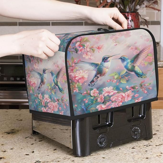 Spring Animals Bird Flower Toaster Cover 2 Slice Dust and Fingerprint Protection Toaster Bread Maker Covers Washable Kitchen Small Appliance Covers for Kitchen Accessories Decor Bakeware Women Gift