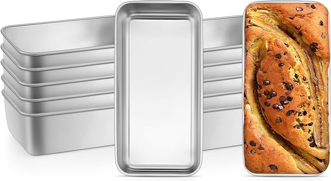 Leonyo 12 Pack Loaf Pans for Baking Bread, 9x5IN Stainless Steel Loaf Bread Pans Set for Homemade Meatloaf, Bananas, Brownies, Lasagnas, Dishwasher Oven Safe