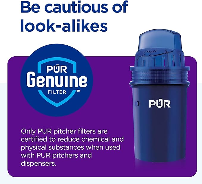 PUR Water Filter Dispenser XL 44-Cup with 2 Genuine PUR Filters, Largest Available, 44-Cup Capacity, 2-in-1 Powerful, Faster Filtration, Dishwasher Safe, (PDI4000Z)