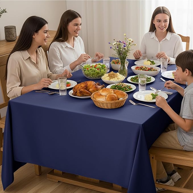 10-Pack Navy Blue Tablecloths for Rectangle Tables, 70 x 120 Inches, Stain-Resistant Polyester Fabric for 6 Foot Tables - Washable Table Covers for Weddings, Birthday Parties, Events