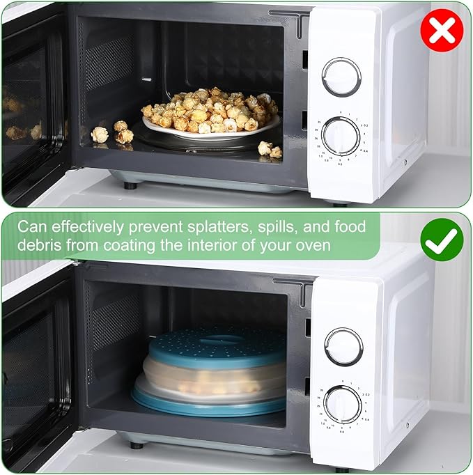 Hoolerry 4 Pack Microwave Splatter Cover for Food Silicone Lids Kitchen Gadget Set Microwave Cover with Water Steamer Kitchen Ware Set Splatter Cover(Gray, Black, Ink Blue, Dark Green)