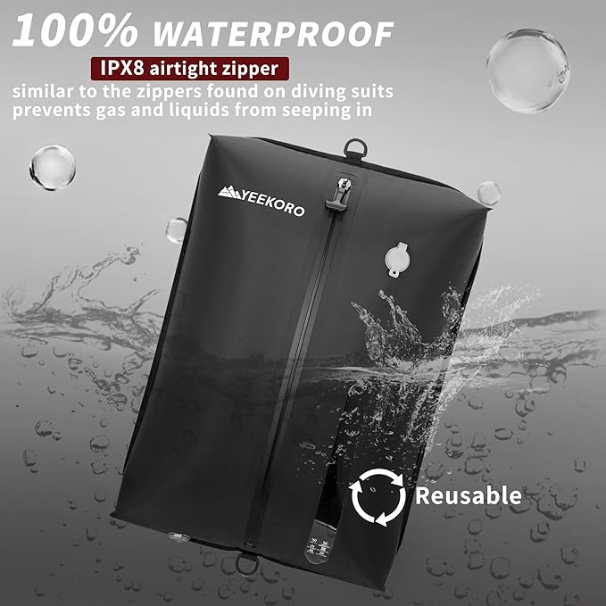 Vacuum Bag for Travel, Professional IPX8 Waterproof Reusable Vacuum Compression Bags for Travel Suitcases, Durable Space Saver Bag(3 PACK,With Pump)