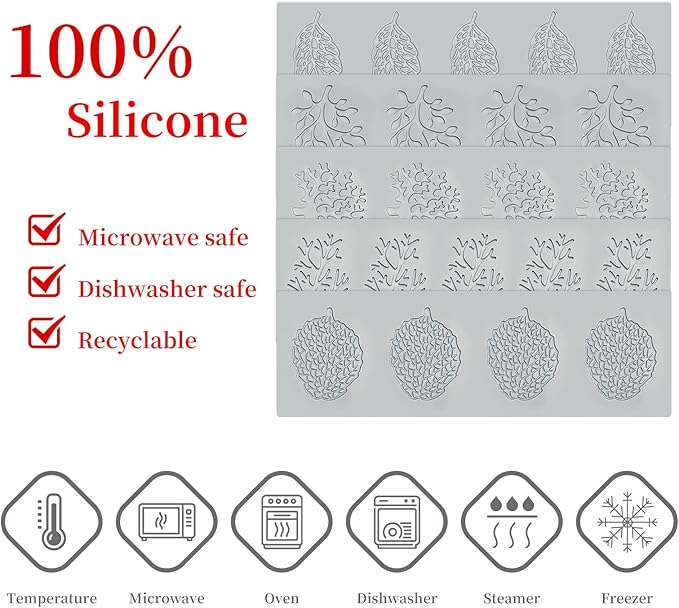5PCS Leaf Molds Silicone Baking Fondant Tuile Molds, Hollow 3D Coral Branch Leaf Tuille Lace Silicone Cake Moulds, Polymer Clay Mold for Baking, Resin, Clay, Sugar Craft, Dessert Cake Decoration