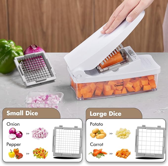 Geedel Rotary Cheese Grater, Kitchen Mandoline Vegetable Slicer with 3 Interchangeable Blades, Easy to Clean Grater and Vegetable Chopper, Onion Chopper Pro Food Chopper, Kitchen Slicer