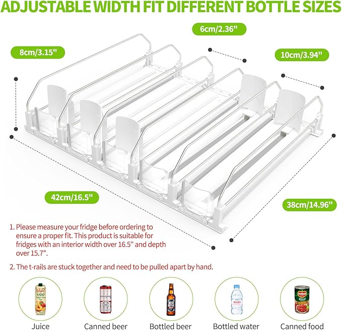 Drink Organizer for Fridge, Soda Can Dispenser for Refrigerator, Automatic Drink Dispenser for Fridge Holds up to 25 Cans, 5 Row