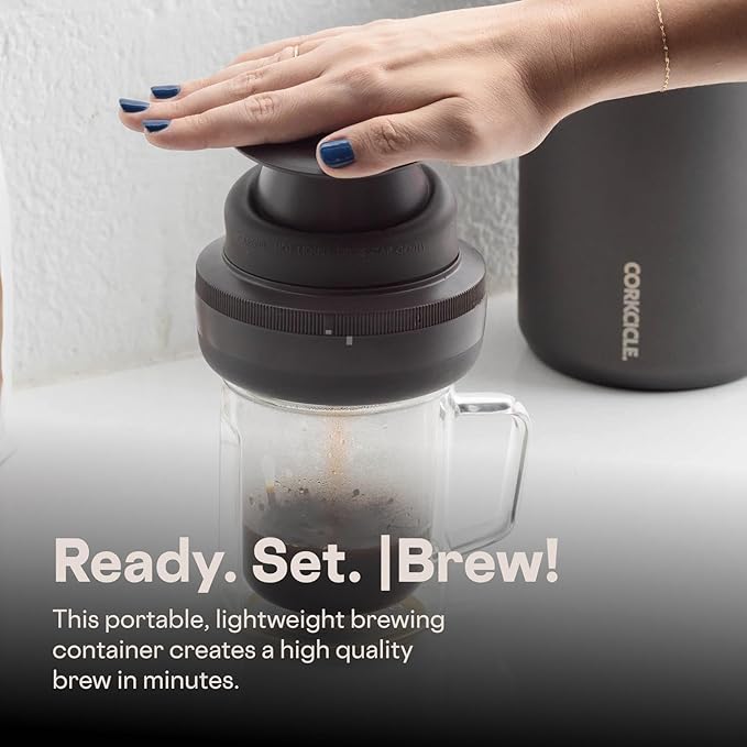 Corkcicle Coffee Palmpress - Single Serve - Portable Pour Over & French Press - Stainless Steel Filter - Collapsible - Holiday Gift - Great for Gifting Warmth - 8 oz - Sage Green