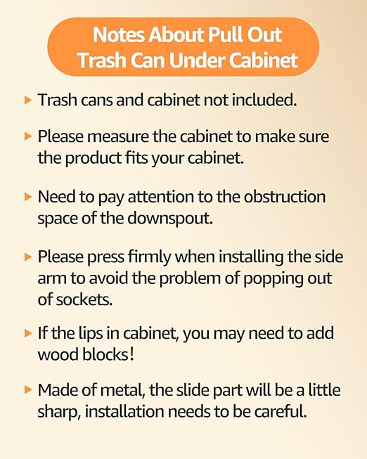 Pull Out Trash Can Under Cabinet，Heavy Duty Slide-Out Cabinet Kit, Adjustable Cabinet Trash Can Organizer, Under Sink Trash Can Shelf for Kitchen (Not Include Can)