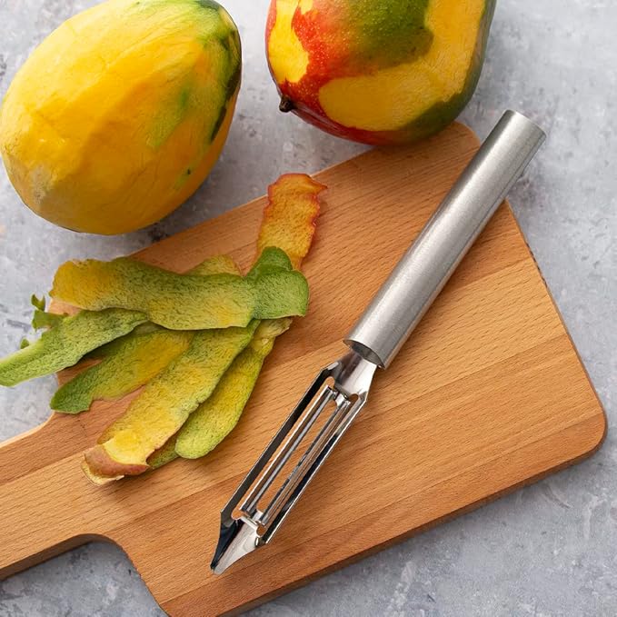 Rada Cutlery Deluxe Vegetable Peeler (R141), 2" Stainless Steel Swiveling Blade, Silver Handle