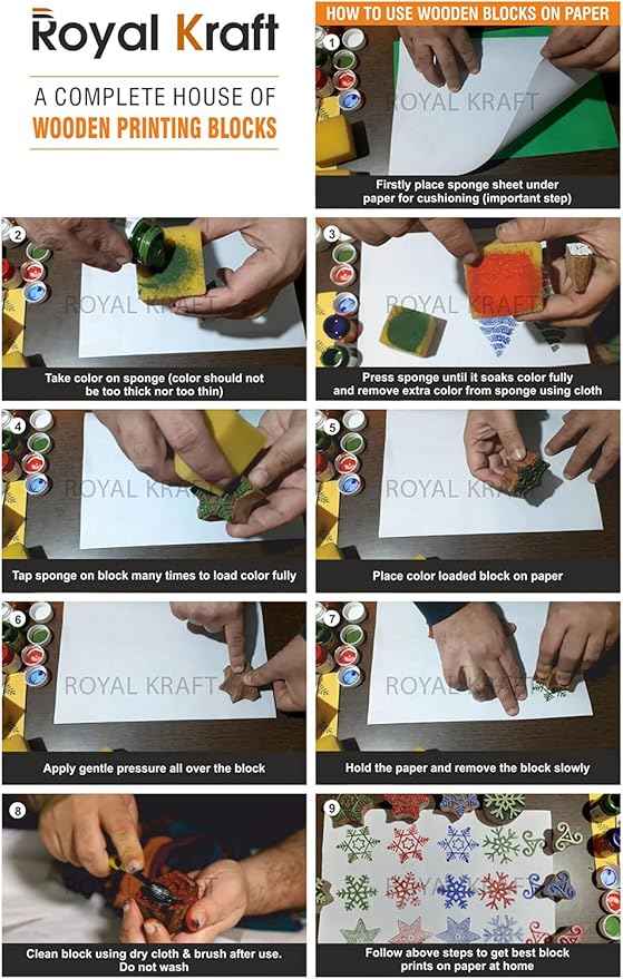 Royal Kraft Assorted Wooden Block Printing Stamps (Set of 250)