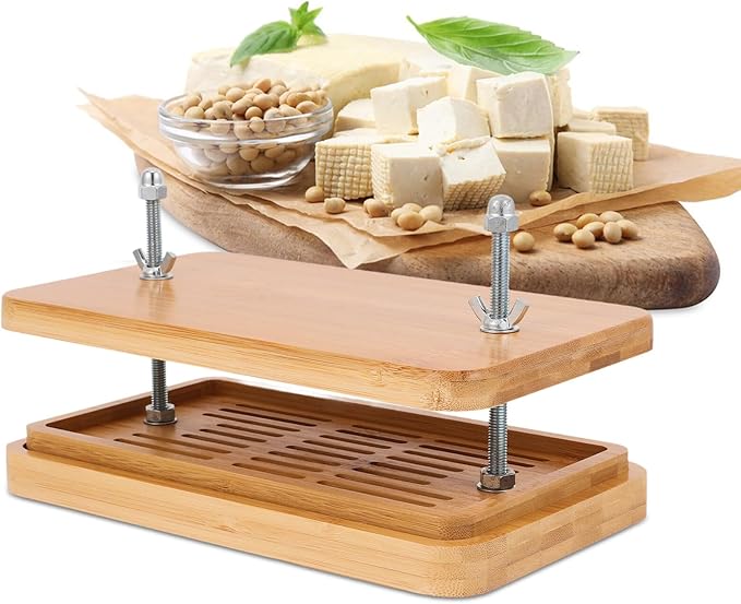 OSALADI Tofu Press and Drainer with Adjustable Pressure, 26x15cm Soybean Curd Mold for Homemade Bean Curd Making, 3-layer Drainage Tray Kitchen Tool for Home Tofu Maker