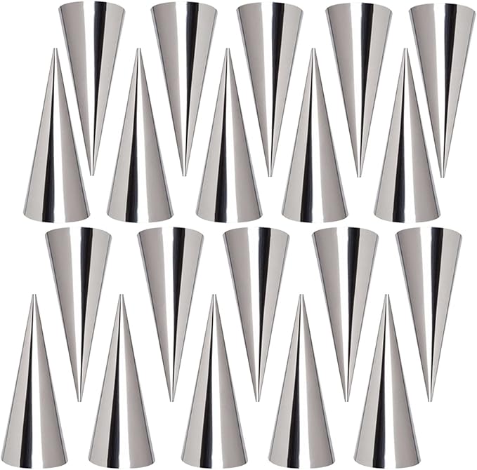 Joyeee 20Pcs Large Conical Cream Horn Molds, Stainless Steel, 5-inch