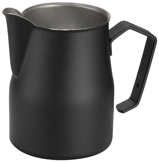 Motta Stainless Steel Professional Milk Pitcher/Jugs, 17 Fluid Ounce, Black