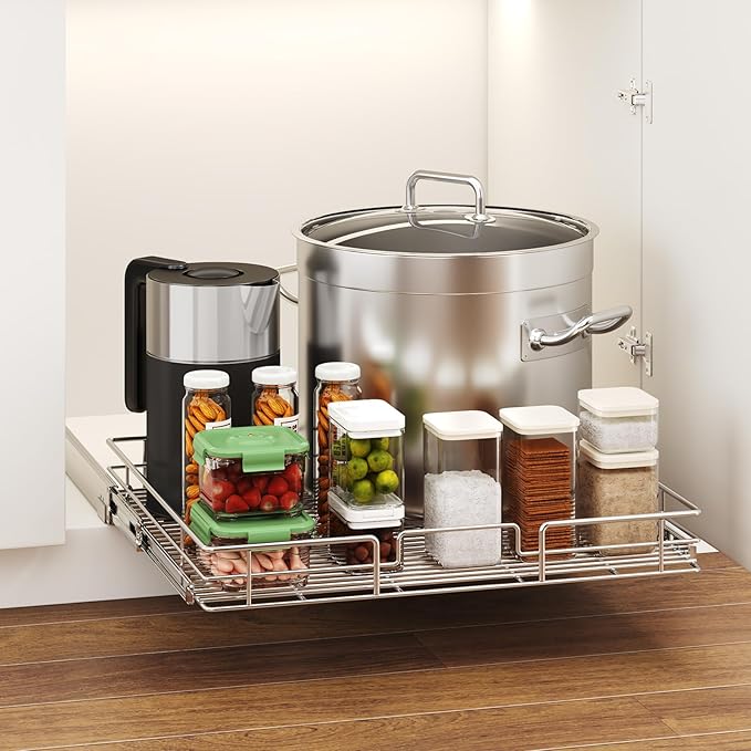 LOVMOR Pull Out Cabinet Organizer 31½" W x 21½" D, Kitchen Cabinet Pull Out Shelves Slide Out Storage