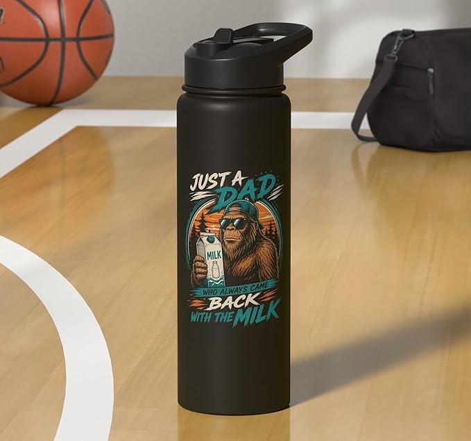 Just A Dad Who Always Came Back With The Milk Bigfoot Dad Stainless Steel Insulated Water Bottle
