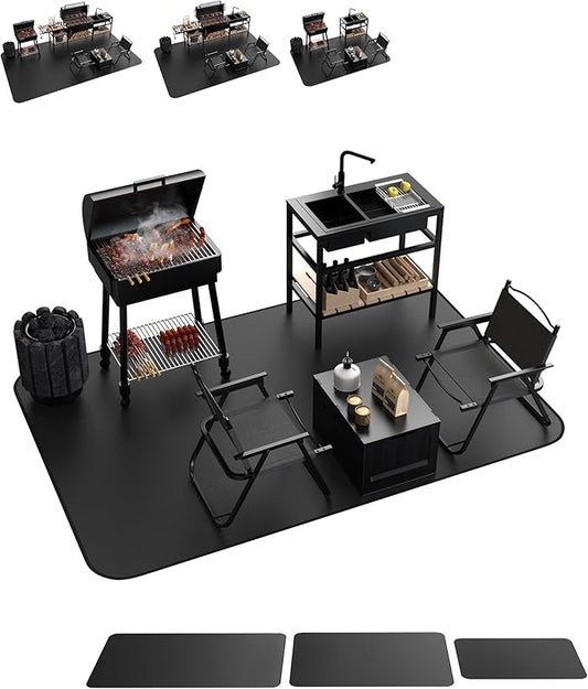 Large 60 * 40" BBQ mat for Under Grill,Double-Sided Silicone Grill mat for Outdoor Grill Deck Protector, Indoor Fireplace Mat/Fire Pit Mat (60 * 40")