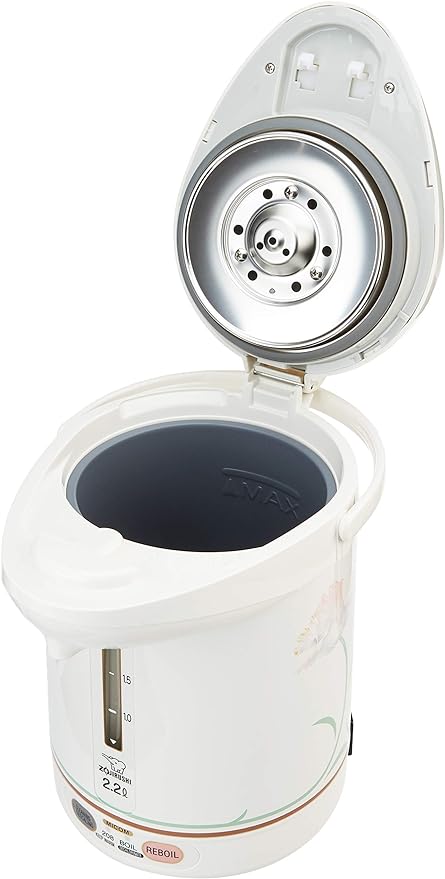 Zojirushi NS-LGC05XB Micom Rice Cooker & Warmer, 3-Cups (uncooked), Stainless Black & CW-PZC22FC Micom Super Boiler 2.2L, Floral, 2.2 L
