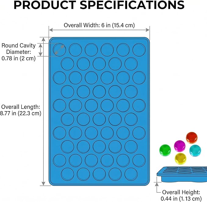 Round Gummy Candy Molds - 220 Cavity Silicone Candy Molds with 2pcs Dropper for Hard Candy, Gummy, Caramels, Chocolate, Ganache, Ice Cubes