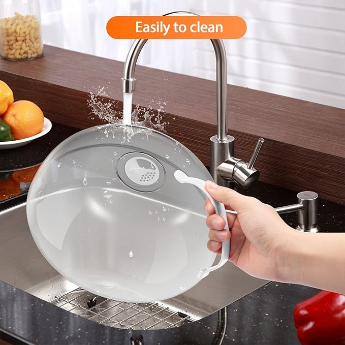 Microwave Splatter Cover for Food- 2 Pack with Handle, Steam Vents, Keeps Oven Clean, BPA Free