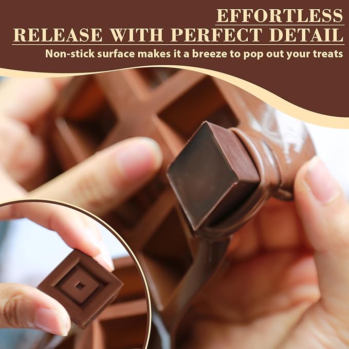 HKNMTT Chocolate Molds Silicone for Hard Candy Butter, 4 Pcs Small Bite Size Heart Star Sqaure Shapes Truffle Caramel Mould, Homemade Wax Melts Food Grade Baking Set Oven Safe Kit