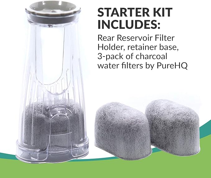Keurig Filter Replacement Starter Kit - Water Filters for Keurig 2.0, K-Duo, K-Duo Hot & Iced, K Duo Essentials, K-Compact Coffee Makers by PureHQ - Includes Short Filter Holder and 3-Pack Cartridges