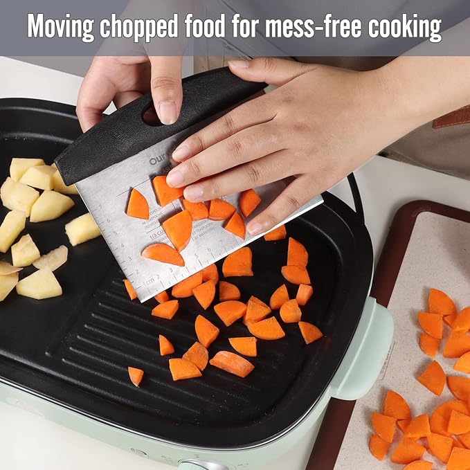 Silicone Baking Mat and Pastry Scraper, Ourokhome Dough Kneading Mat with Measurement and Conversion Chart, Ourokhome Stainless Steel Pizza Cutter for Kitchen Baking