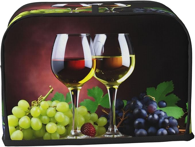 Grapes Red Wine Toaster Cover 2 Slice, Cute Country Bread Machine Cover, Washable Toaster Kitchen Small Appliance Cover Stain Resistant,with Top Handle