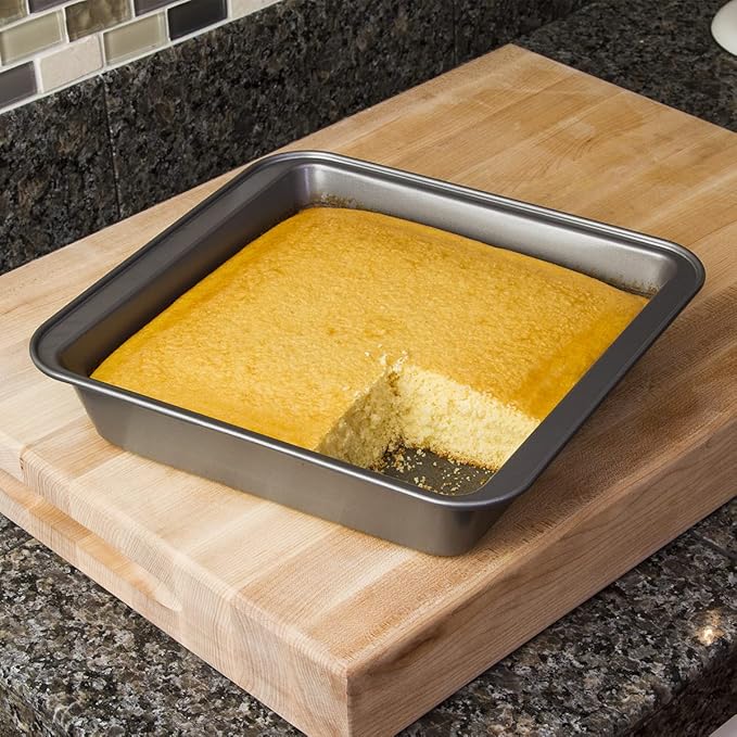 Ecolution Bakeins Cookware Non-Stick Heavy Duty Carbon Steel, Square 9”, Gray (Pack of 2)