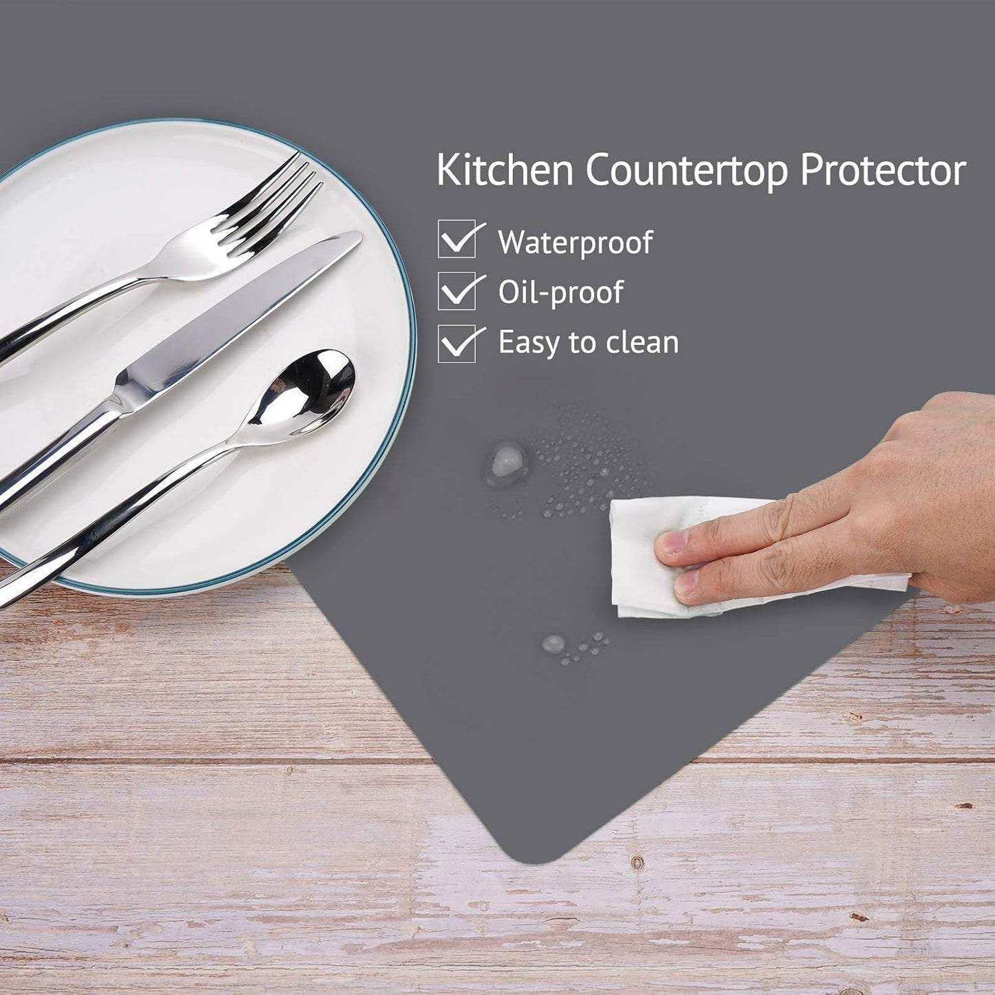 Silicone Mats for Kitchen Counter, Thicker 0.06", 25 x 17 inches Multipurpose Table Mat, Silicone Pad Desk Work Mat, Nonstick Nonskid Heat-Resistant Pad, Placemat, Dark Gray, 2PCS