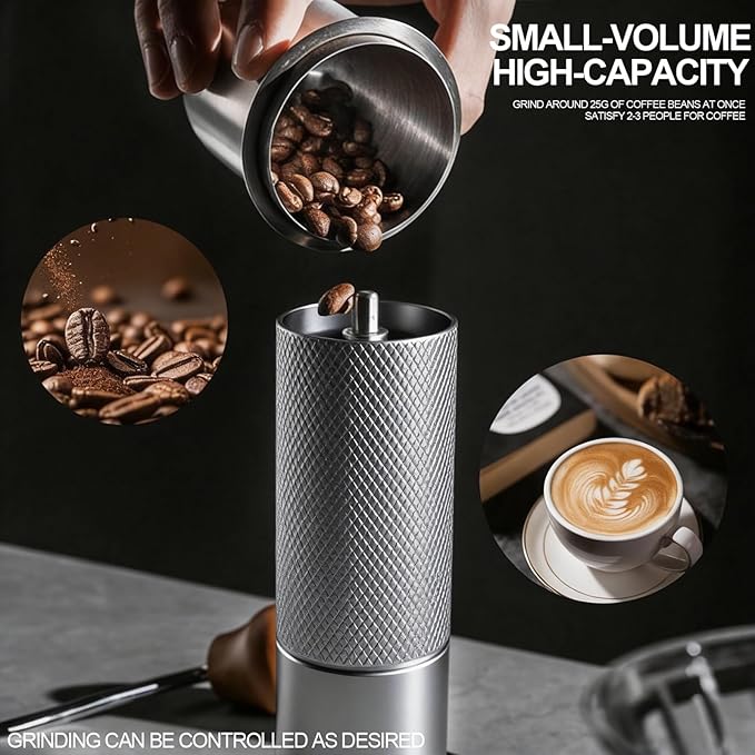 Manual Coffee Grinder, Adjustable Grinding Settings, Stainless Steel Burrs, Portable Hand-Cranked Coffee Grinder, For Espresso, Drip Filter, French Press Filter, Compact And Durable (white)