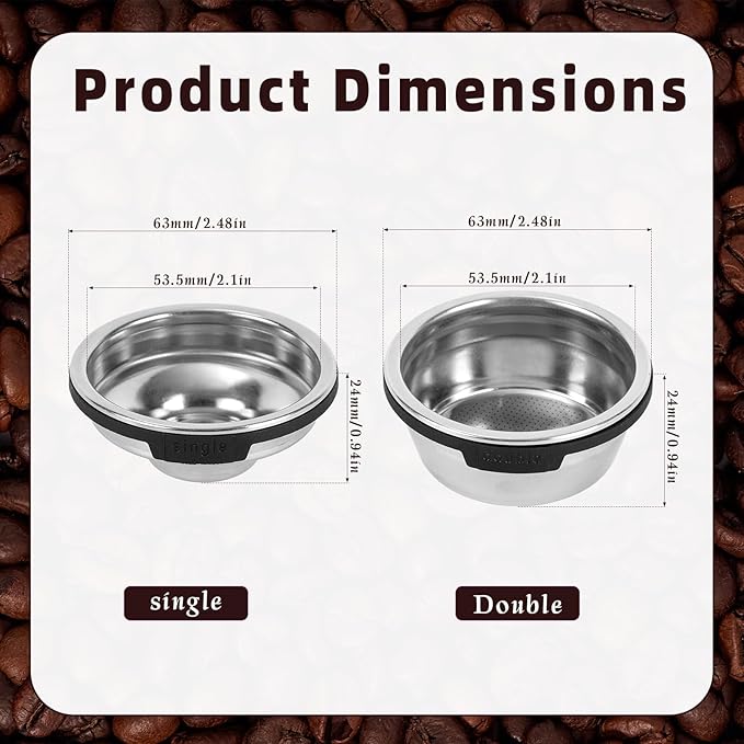 2pcs Single & Double Cup Coffee Filter Basket for Ninja Luxe Cafe ES601 & ES701, Stainless Steel Pressurized Portafilter Basket with Dual Layer Design for Ninja Luxe Cafe