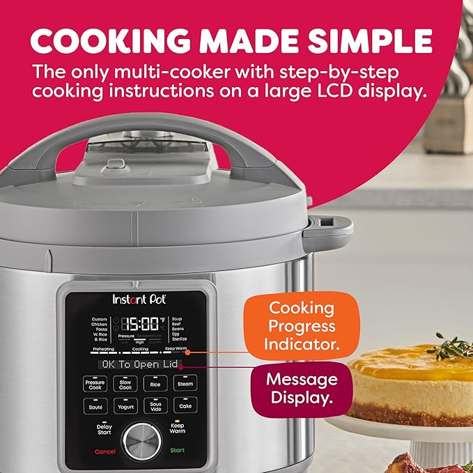 Instant Pot, 8-Quart Whisper Quiet 9-in-1 Electric Pressure Cooker, Slow Rice Cooker, Steamer, Sauté, Yogurt Maker, Warmer & Sterilizer, App With Over 800 Recipes, Stainless Steel, Duo Plus