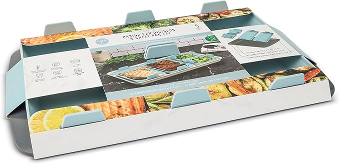 Core Kitcken Baking Pan Dividers and Sheet Pan Set 5-Piece Set - Winter Sky Mouse