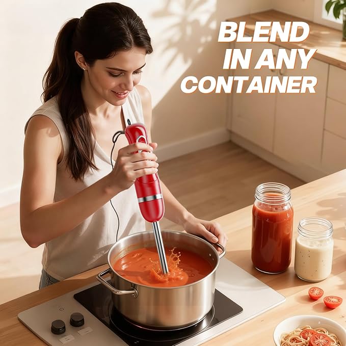 Turelar Immersion Blender Handheld, Corded Electric Blenders Portable Stick Mixer with 2 Mixing Speed and Stainless Steel Blades Emulsifier for Effortless Blending Soup, Smoothies, Puree or Baby Food