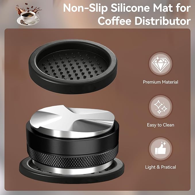 53mm Espresso Accessories Kit, 2-in-1 Distributor & Tamper, Tamper Mat, WDT Tool & Magnetic Dosing Funnel, Compatible with Delonghi & All 53mm Espresso Machines/Portafilters