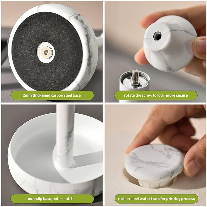 simpletome Paper Towel Holder Countertop Keep It Rolled Up Weighted Base (Marble White)