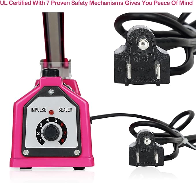 Sealer Pro, Patented 12-inch Impulse Heat Sealer, 7-mm Sealing Width Super Heavy Duty Bag Sealing Machine with Extra 2 Replacements, 1Fuse Included, Dragon Fruit