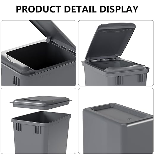2-Pack 35 Quart Trash Can with Lid, 9.25 Gallon Recycle Waste Garbage Container for Kitchen Cabinet Pullouts, Plastic Bins for Home and Office, Gray